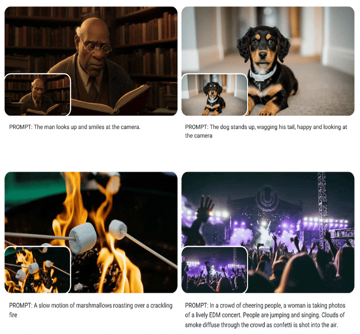 Examples of text-to-video creations using the Veo and Imagen 3 generative AI (GenAI) models by Google Cloud that are now available on the Vertex AI platform.