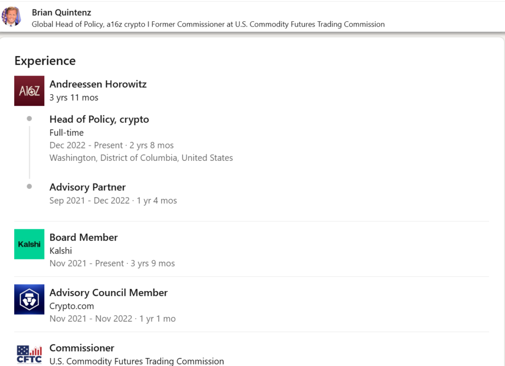 Brian Quintenz on the Kalshi Board